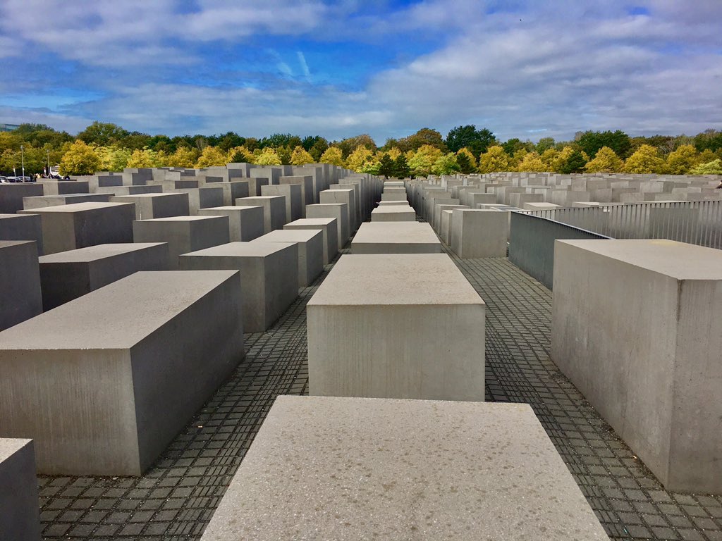 MSU_Architect's tweet image. The Memorial to the Murdered Jews of Europe in Berlin, Germany. Designed by Peter Eisenman there are 2,711 sarcophagi-like concrete slabs of equal size but if varying heights rising in silence from undulating ground. A memorial to a horrible time in man’s history.