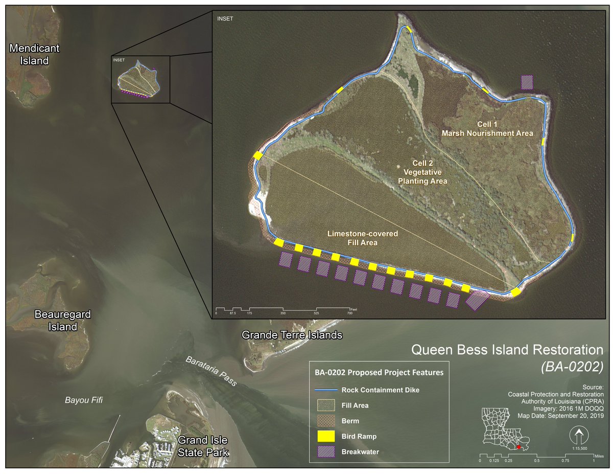 LouisianaCPRA's tweet photo. Restoration of #QueenBess Island is underway! This week we began the process of pumping sand fill material onto the island to elevate its interior. This effort, in partnership with @LDWF, is a #DeepwaterHorizon oil spill recovery project.
📸 Courtesy of: @fenstermaker https://t.co/YCTbSrCQpV