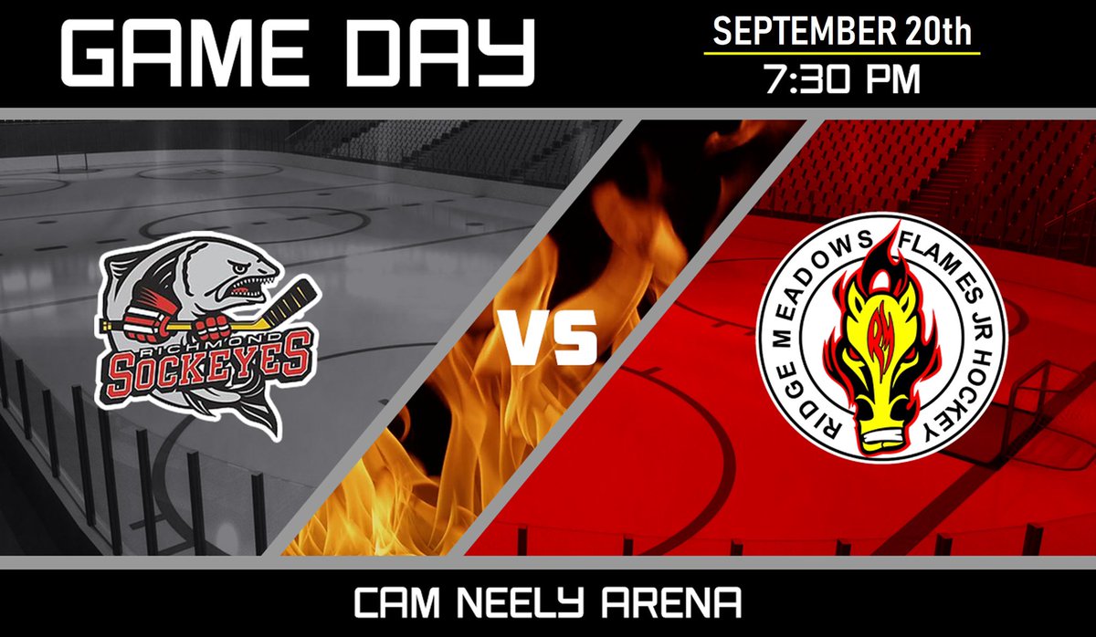 FLAMES GAME DAY!! 
🔥🔥🔥🔥
📍- Cam Neely Arena 
🆚 - @R_Sockeyes 
⏰ - 7:30pm
💻 - playfullscreen.com/player.php?med…