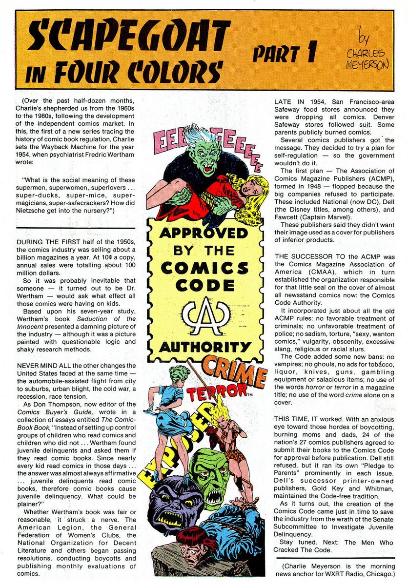 Comic books were huge business, and also part of the post-WWII changing culture.Just like today though, one avenue 65 years ago was for customers to protest to retailers. San Francisco Safeway stores announced in 1954 they were dropping comics, which could escalate.