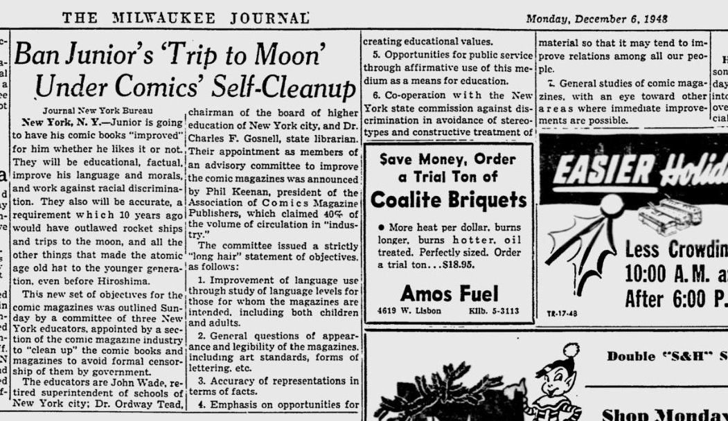 In 1948, the Association of Comics Magazine Publishers (ACMP) tried to head this off years before 1954. Timely and EC signed aboard, Dell, Fawcett, and DC did not. Without enough support from the big publishers, it lacked teeth to do much good.