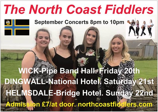 ncfiddlers's tweet photo. COME HEAR THE NORTH COAST FIDDLERS LIVE! 🎻🎻🎻🎻 Tonight in #Wick, Saturday in #Dingwall and Sunday in #Helmsdale! 🎶 Don’t miss out — reserve your tickets now! 🎫 tickets@northcoastfiddlers.com

#nc500 #entertainment #music #Scottish #trad #fiddle #violin https://t.co/0XJ5LjggJx