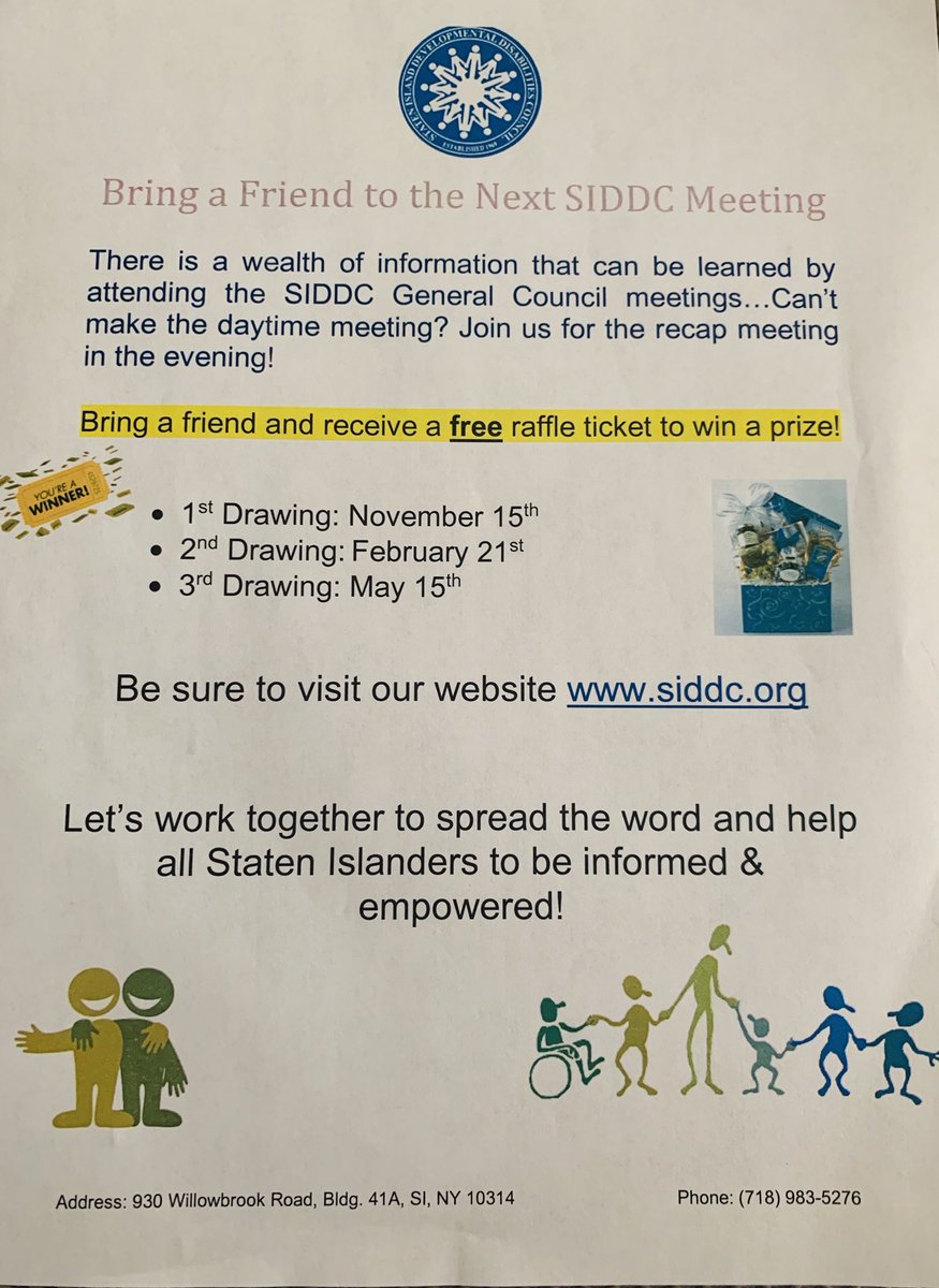 Who wants a FREE raffle ticket? Get yours by bringing a friend to the next #SIDDC general council meeting! Let’s see some fresh faces and get #empowered together. #powerinnumbers #stronger