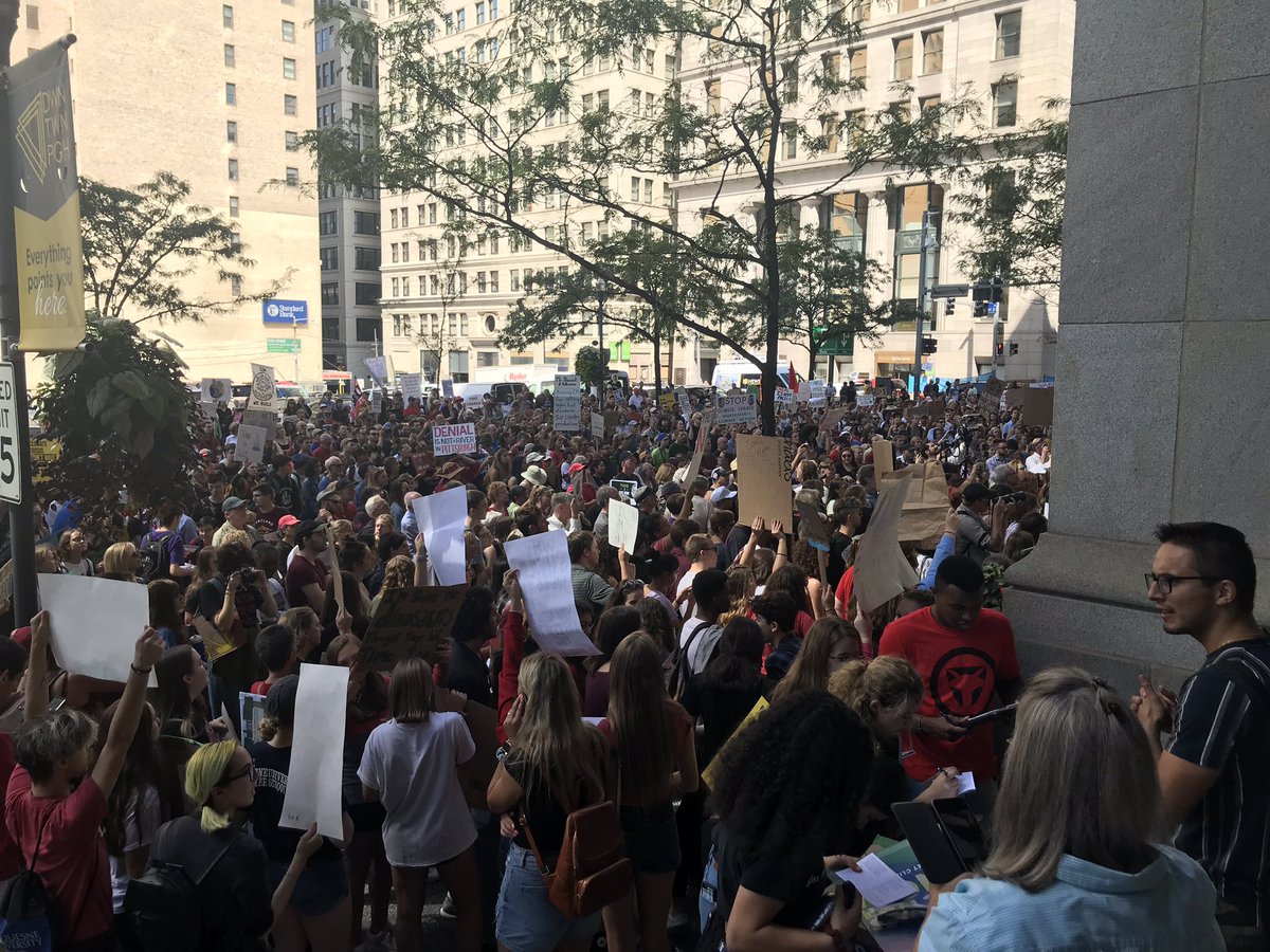 Pittsburgh's tweet photo. Hundreds of students are at #Pittsburgh’s City-County Building on this #ClimateAction Day.

We know the danger of ignoring climate. See our @resilientPGH Plan &amp; how we’ve changed from a smokey city that was “hell with the lid off” to a sustainable future: https://t.co/CaIuYxaaB6 https://t.co/OIp4LcfUPa