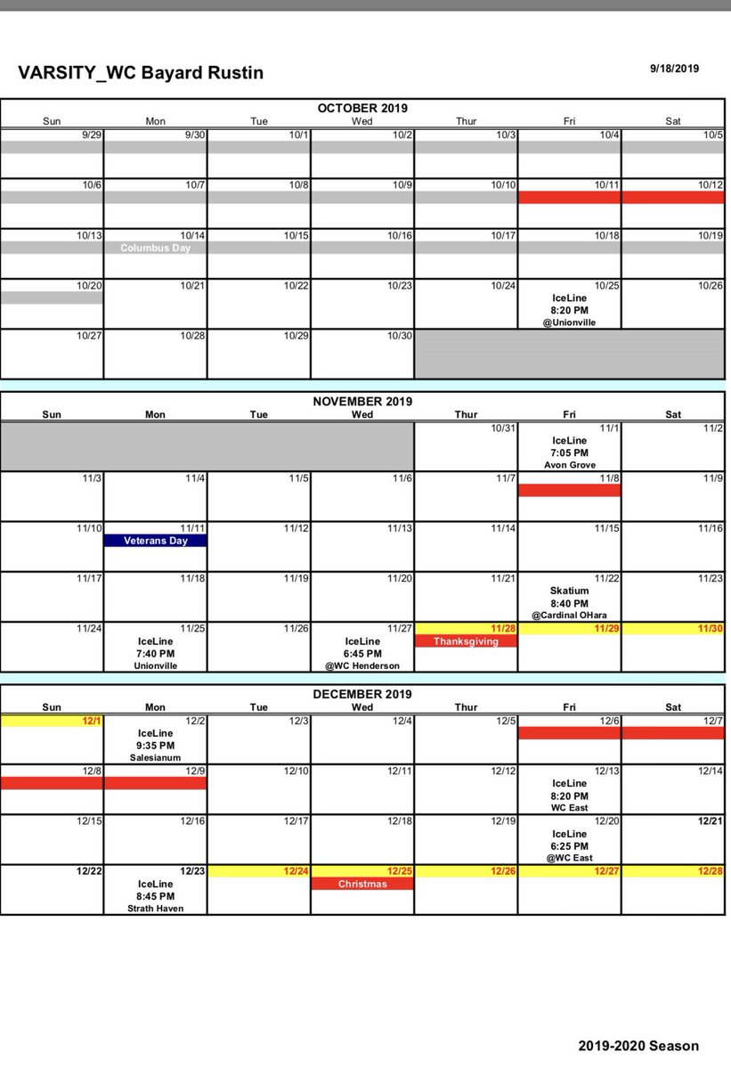 RustinPuck's tweet photo. This years regular season schedule https://t.co/yAX5TVUrww