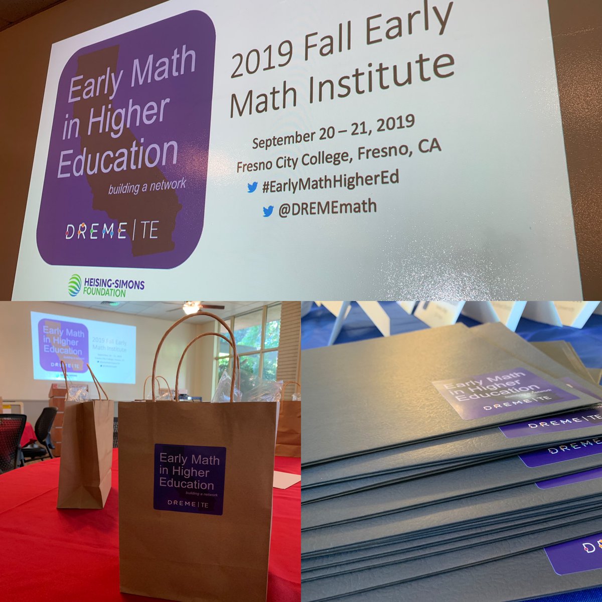 Angelaturrou's tweet photo. Getting ready for Day 1 of #EarlyMathHigherEd! Connecting early childhood college faculty across the state of CA and building #earlymath together using our ⁦@DREMEmath⁩ TE resources! ⁦@meganlfranke⁩ https://t.co/RBuFQE0X5a