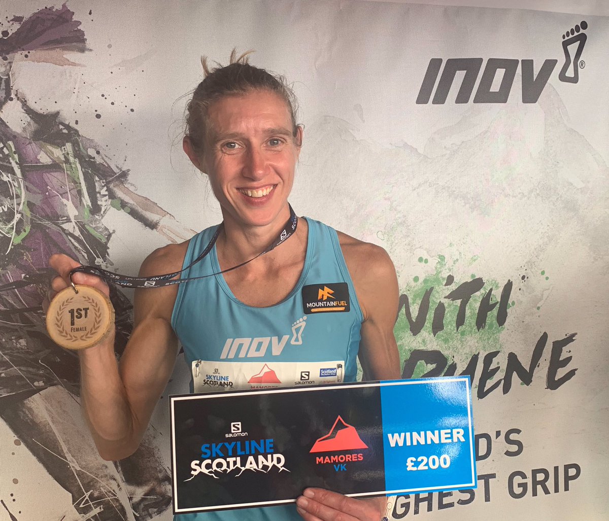 inov_8's tweet photo. Congratulations to inov-8 ambassador Victoria Wilkinson, first woman across the line in the #Skylinescotland #mamoresvk 🥇
A lung busting 1000m of ascent ⛰over 5km in just 52mins 49secs!
Smashing it, Vic 👊
#inov8 #getagrip #verticalKM #mountainfuel https://t.co/gHUqPtzKoc