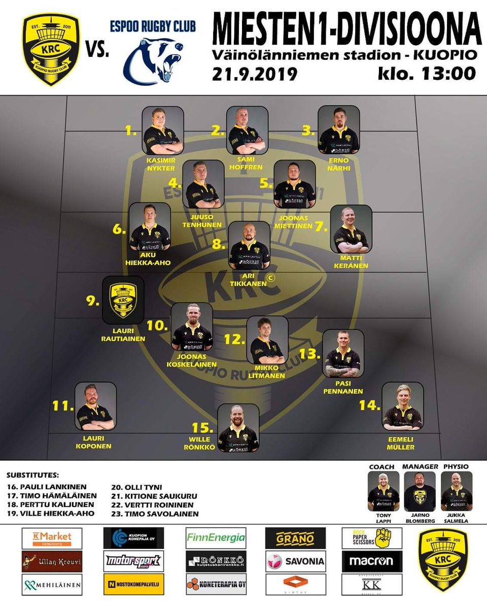 Tällä kokoonpanolla lähdetään huomenna hakemaan kannua 🏆