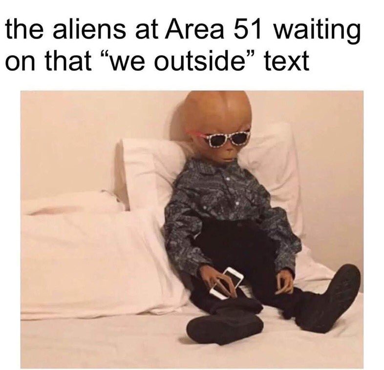 peacemaker_tv's tweet photo. Waiting for my local news channel to pop up with “breaking news” about #Area51storm 😂 https://t.co/22HNIXk9FL