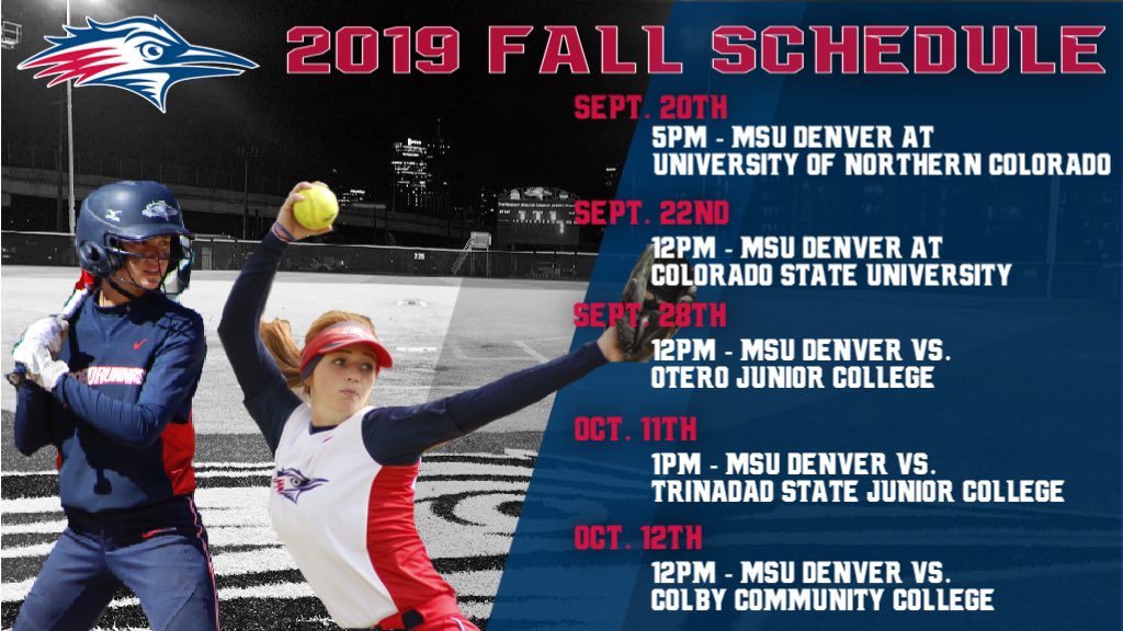 Msu Denver Softball We Get To Play Softball Tonight Check Out Our Full Schedule And Catch Us In Action This Fall Getrowdy Roadiessb T Co Ian1t5zpgg