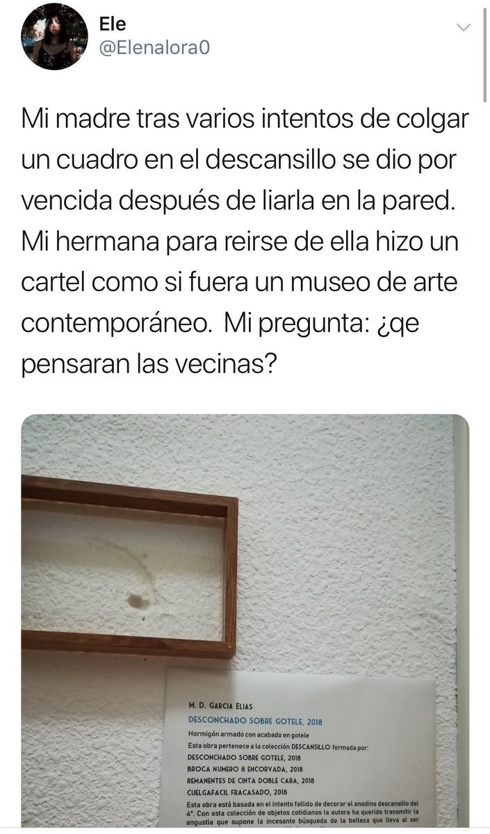 LiosdeVecinos's tweet photo. Una obra de arre en el descansillo. De @Elenalora0 @NMchillesQNTveo y @tabarnesdebe https://t.co/9yRdqYm614