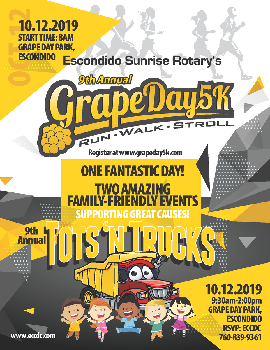 Visit Escondido (@visitescondido) on Twitter photo Get outside with family & friends & join us for a full day of fun in Grape Day Park on Sat Oct 12 for <a href="/GrapeDay5k/">Josie Davison</a> AND Tots 'N Trucks!
ow.ly/ASLs50wi9BW
#grapeday5k #Escondido #Rotarians #RotaryInternational #bergelectric #visitescondido #getoutside #sandiego Get outside with family & friends & join us for a full day of fun in Grape Day Park on Sat Oct 12 for <a href="/GrapeDay5k/">Josie Davison</a> AND Tots 'N Trucks!
ow.ly/ASLs50wi9BW
#grapeday5k #Escondido #Rotarians #RotaryInternational #bergelectric #visitescondido #getoutside #sandiego