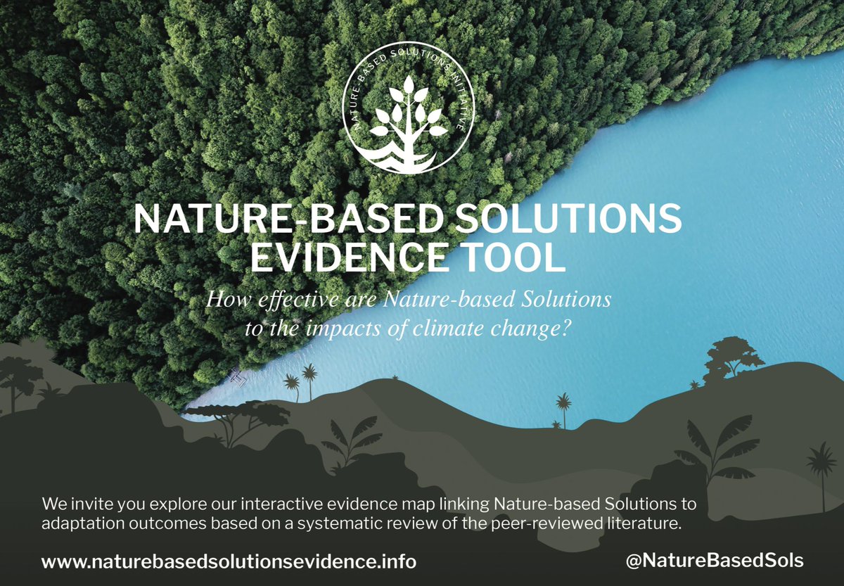 NatureBasedSols's tweet photo. Next week @UNClimateSummit we will be launching our interactive evidence map linking #naturebasedsolutions to #climatechange adaptation outcomes based on a systematic review of the peer-reviewed literature. Join us + learn how to navigate #NBSscience https://t.co/ZvGPn8HAQB https://t.co/xe19SU8L4g