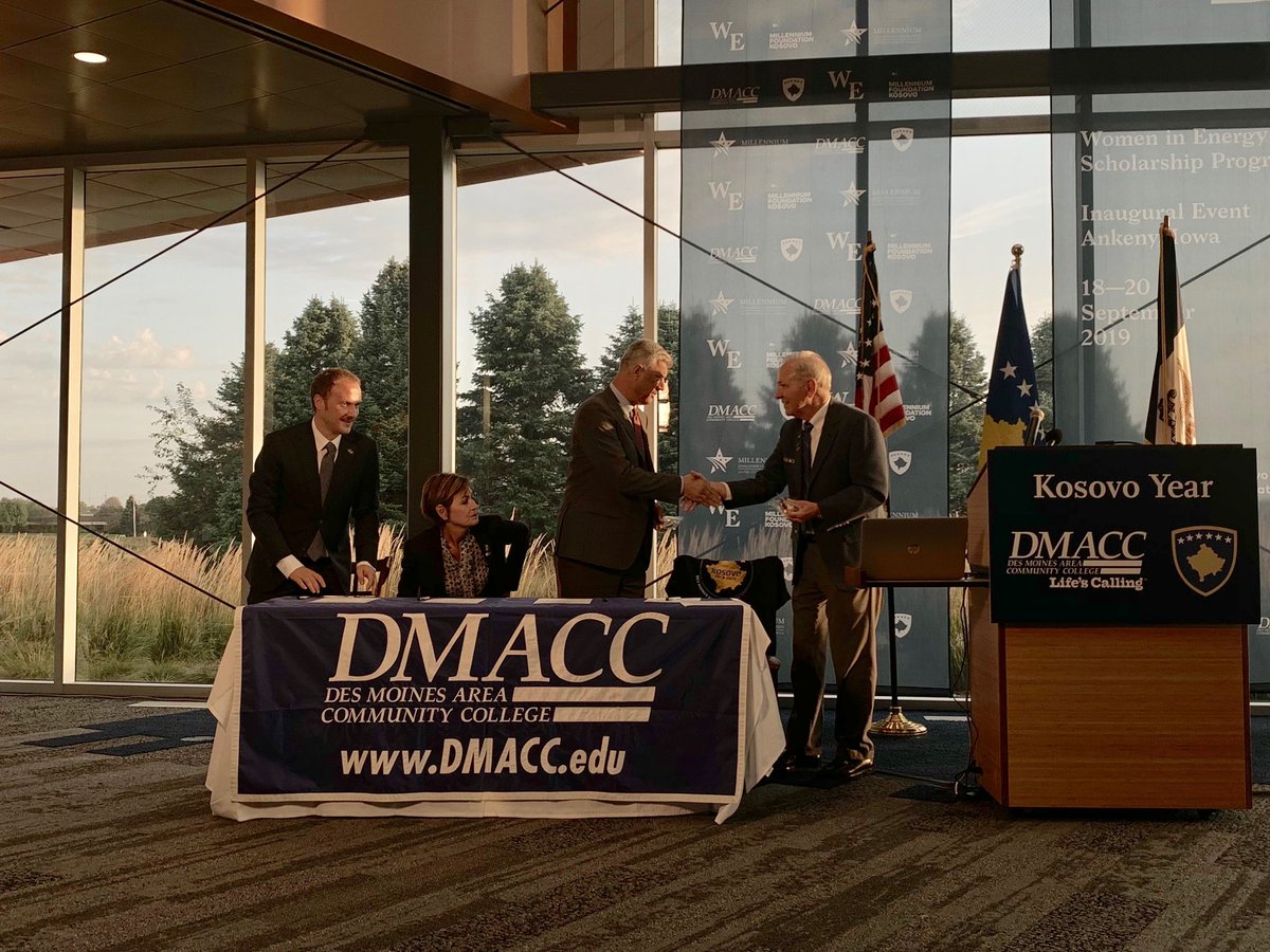 So proud to see 28 girls from #Kosovo starting their studies at #DMACC as part of the “Women in Energy” program initiated by MCC, MFK&amp;DMACC. They are an inspiration for everyone in Kosovo. And happy to be a one of the signatories of the inauguration of the “Kosovo Year” in DMACC.