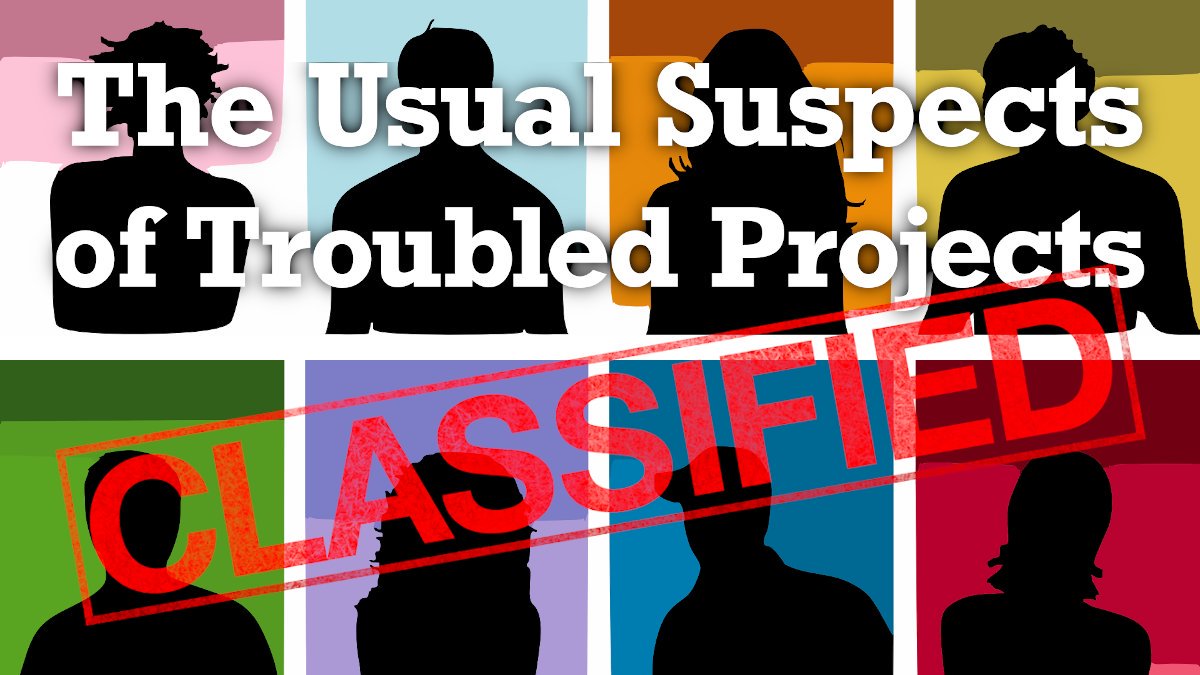 I interviewed 40+ #projectmanagement experts. Now I'm sharing their Top 10 #UsualSuspectsOfTroubledProjects. 
➡️ buff.ly/31o8x48 ⬅️