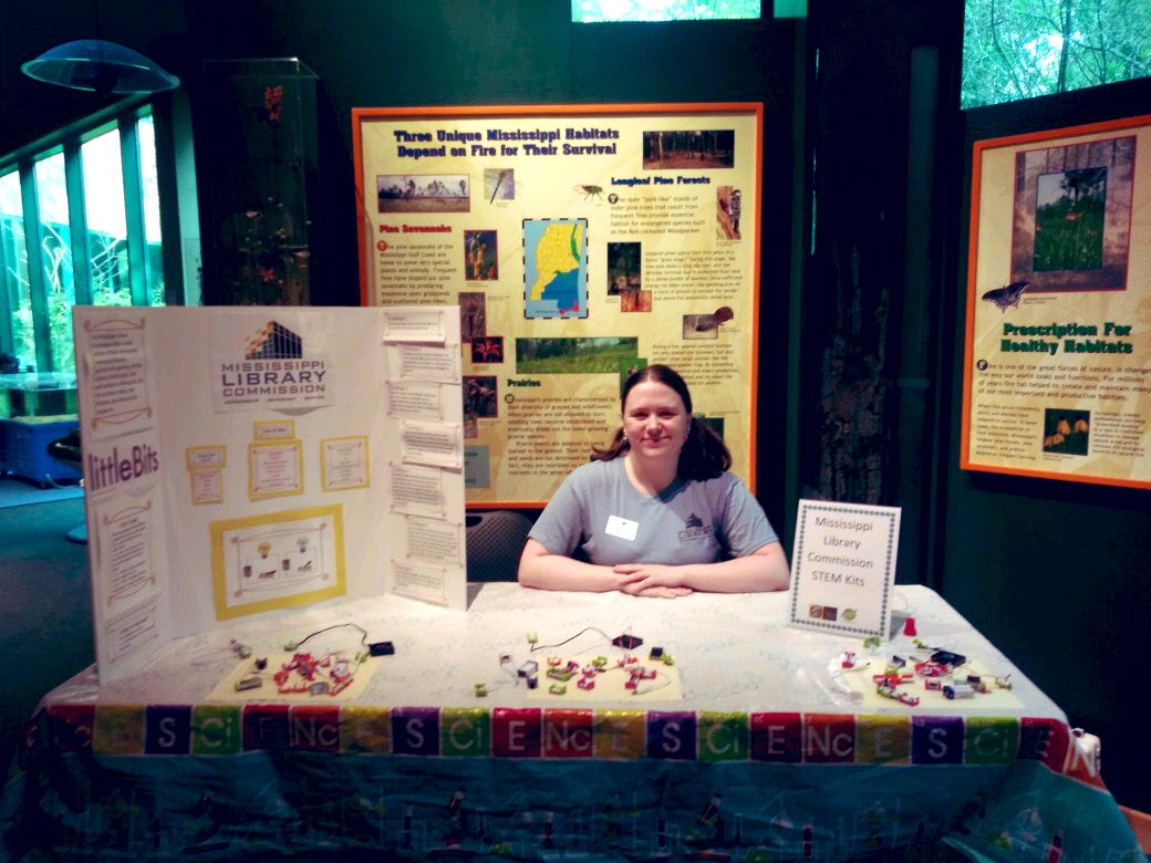 MSLibraryComm's tweet photo. MLCβs Katie Gill is at the @MSScienceFest today showing off our STEM kits. This special event is also open tomorrow, so be sure to swing by! #MSScienceFest https://t.co/wjC42h90da