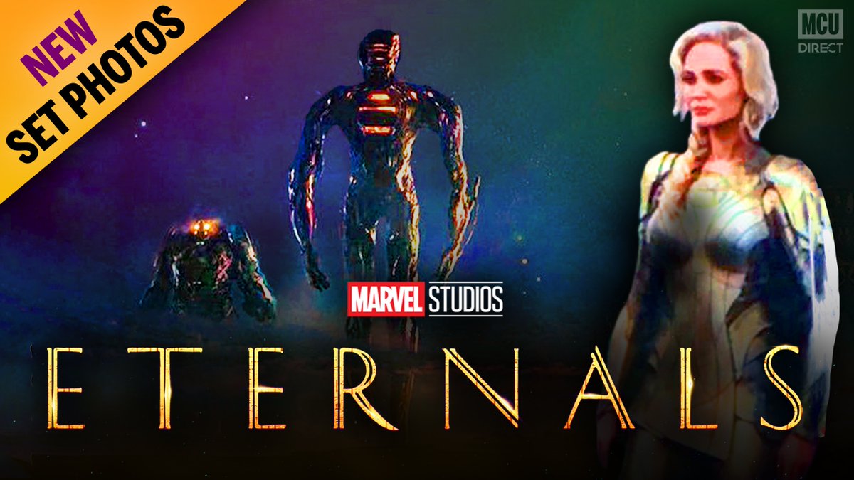 MCU_Direct's tweet photo. BREAKING: #TheEternals has officially begun production as new set photos reveal the first look at actress Angelina Jolie in-costume as Thena! https://t.co/r6XVgI1en7 https://t.co/pJXY2lTUKd