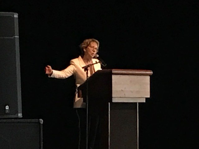 UCLAGradSchool's tweet photo. “Today I want you to think of who you want to be when you leave UCLA.” Happening now, @UCLAgraddean, Dean Robin Garrell is giving her welcome remarks at this year’s New Graduate Student Orientation! Welcome, new graduate students! 💛🐻💙 #GSOUCLA #WelcomeBruins https://t.co/Kz2WFbyEBW
