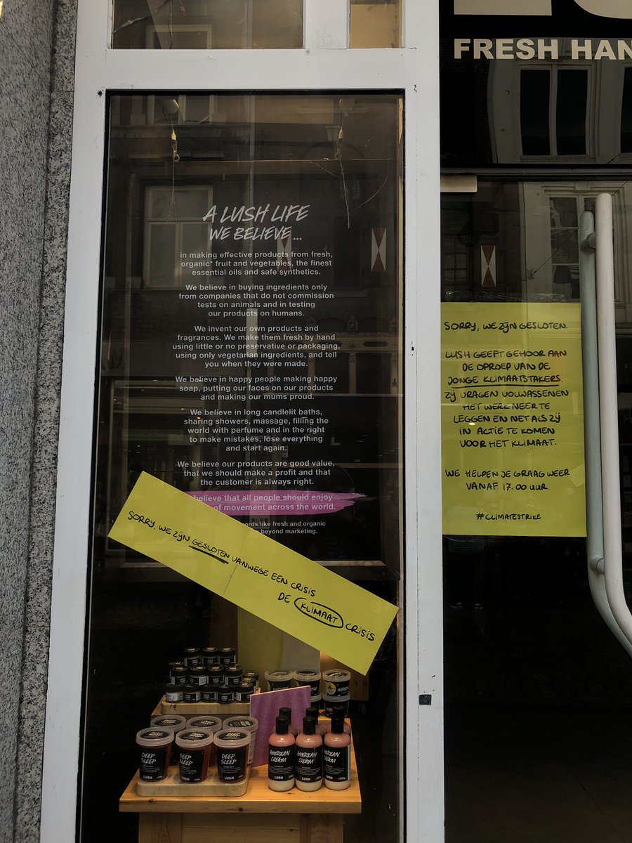 Lush Maastricht gesloten voor #ClimateStrike #klimaatstaking #globalclimatestrike