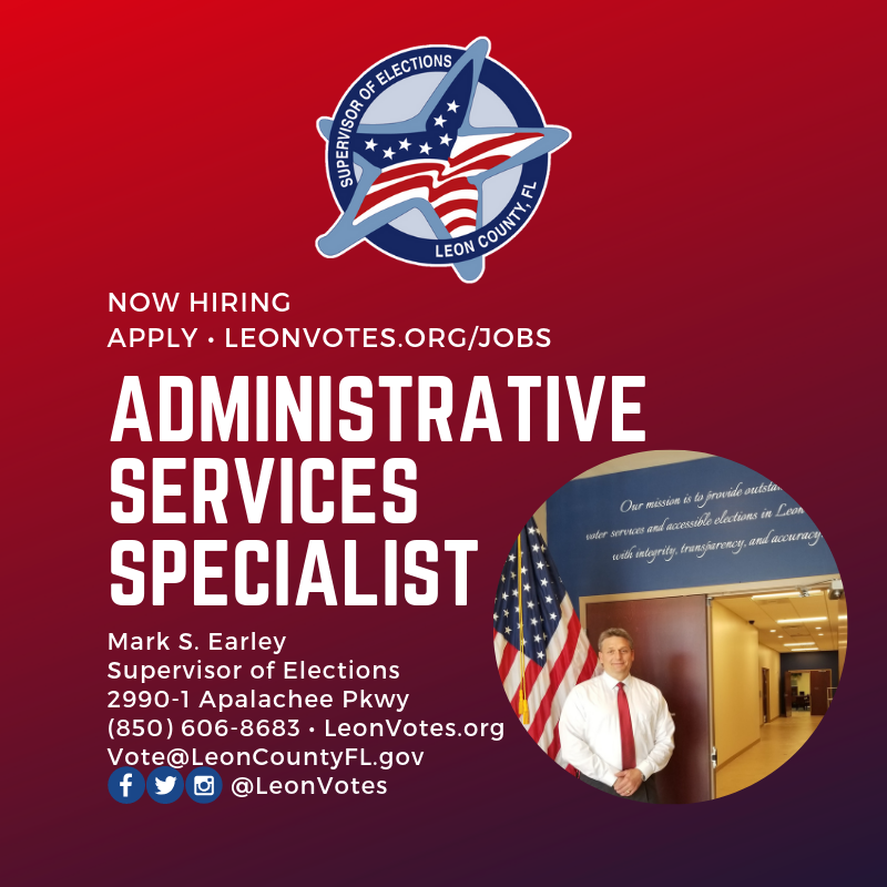 Hiring! Seeking a full-time Admin. Services Specialist to provide executive staff support for SOE <a href="/markearley01/">Mark Earley</a> and take ownership of several independent projects. Full job description &amp; application instructions available at LeonVotes.org/Jobs. We need you, Radar O'Reilly!