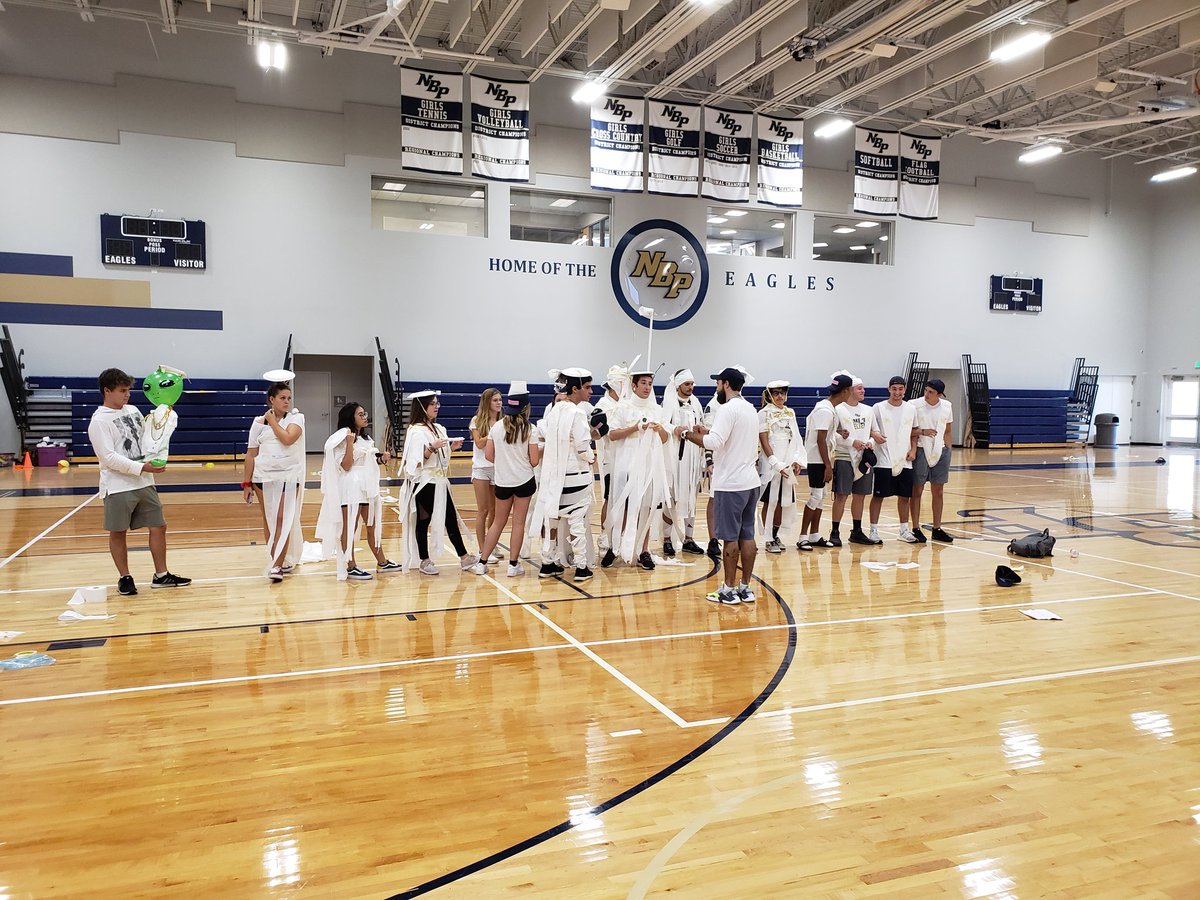jbrachfeldberne's tweet photo. Some serious #seniorunity is going down, @NBPSEagles! We have Professor Slime, our graduates, the mosaic art competition, and the venerable Coach Nottage. #reptheprep https://t.co/5RzFWXqqfm