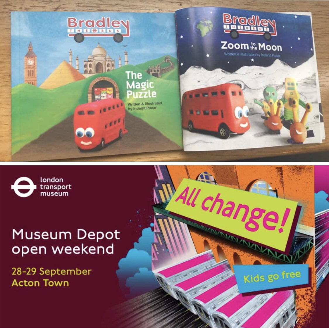 Bradley_the_Bus's tweet photo. BEEP BEEP! Join us on Sat 28th Sep for the launch of our new book โBradley the Bus - Zoom to the Moonโ at the @ltmuseum Depot #OpenWeekend in Acton. We are really excited about sharing Bradleyโs new adventure in #space. #childrensbook #rhyming #london #busbook #routemaster #Moon https://t.co/DMCPhdwb8B