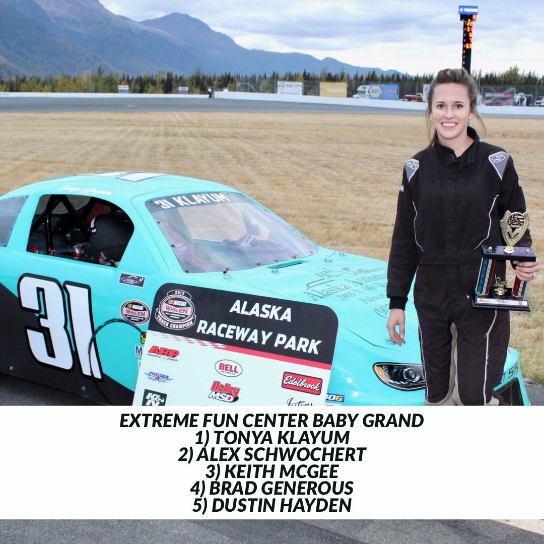 AlaskaRaceway's tweet image. Congratulations to our 2019 Extreme Fun Center Baby Grand champion Tonya Klayum. #NASCARhometrack