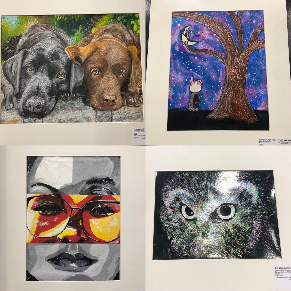 I am so proud to be a part of @CFISDArt! Beautiful artwork created by such talented and creative @CyFairISD students. @TexasYam @tasatasb #texasYAM20 @Youthartmonth @TXarted