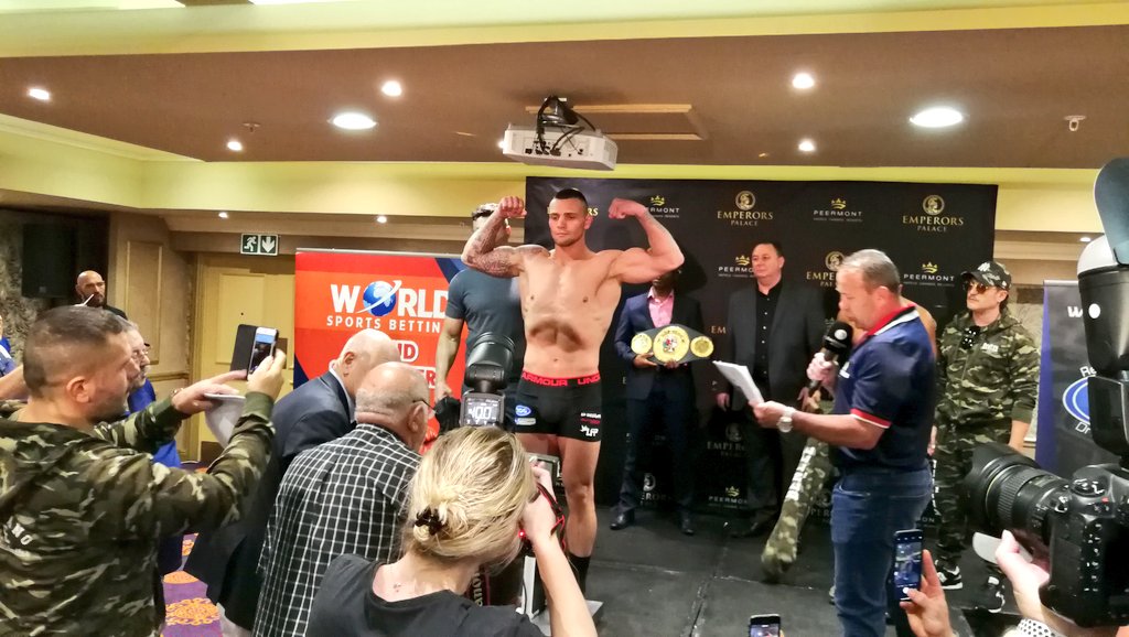 TimesBoxing's tweet image. The stage is set for the ‘Fists of Steel’ tournament tomorrow evening at Emperors Palace.

All the boxers met the required weight limit.
IBO CRUISERWEIGHT WORLD TITLE 
Kevin Lerena vs Sefer Seferi

WBA/IBF JNR WELTERWEIGHT AFRICA TITLE
Jabulani Makhense  vs Marios Matamba 

1/2