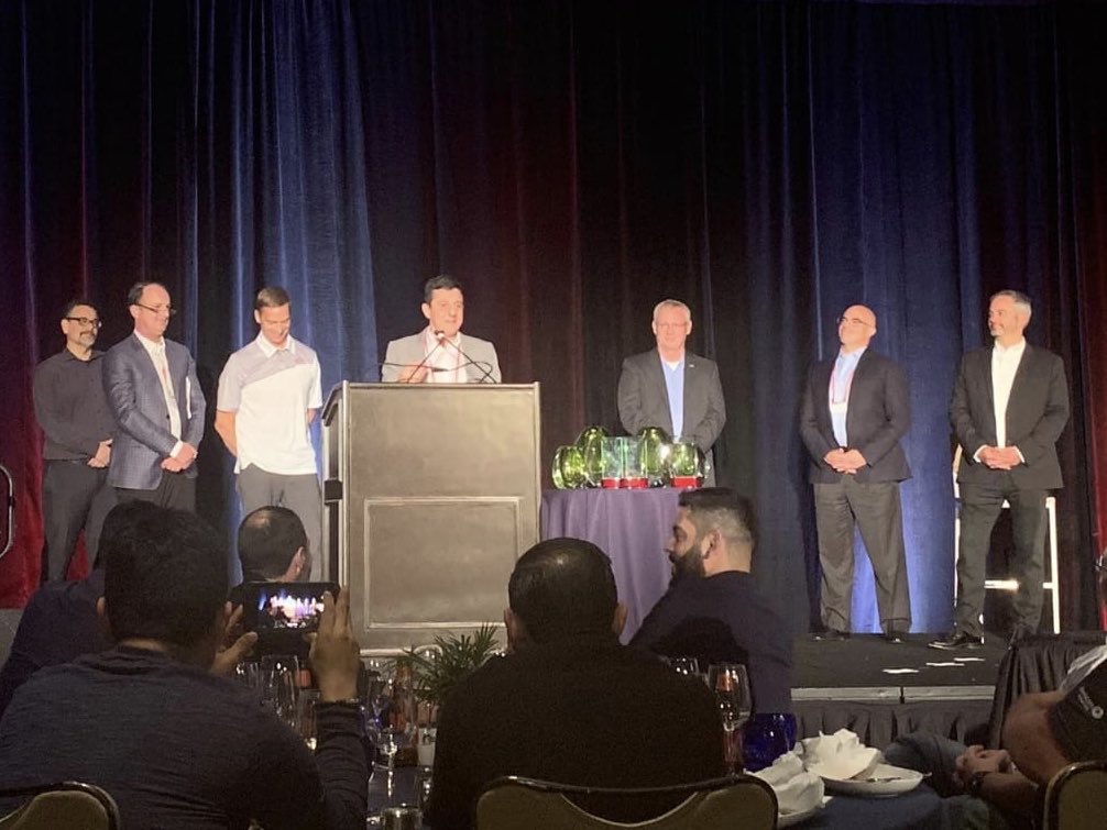 MarcosNehme's tweet photo. One of the best things as a leader is celebrate & recognize great achievements with the team.Yesterday during #RSATechFest Award Dinner I was honored to present some of our LatAm team members for 2 key awards:SE Innovation & LatAm Excellence @fesluz @grpengue @alejng @RSAsecurity https://t.co/18bjV3Qcf9