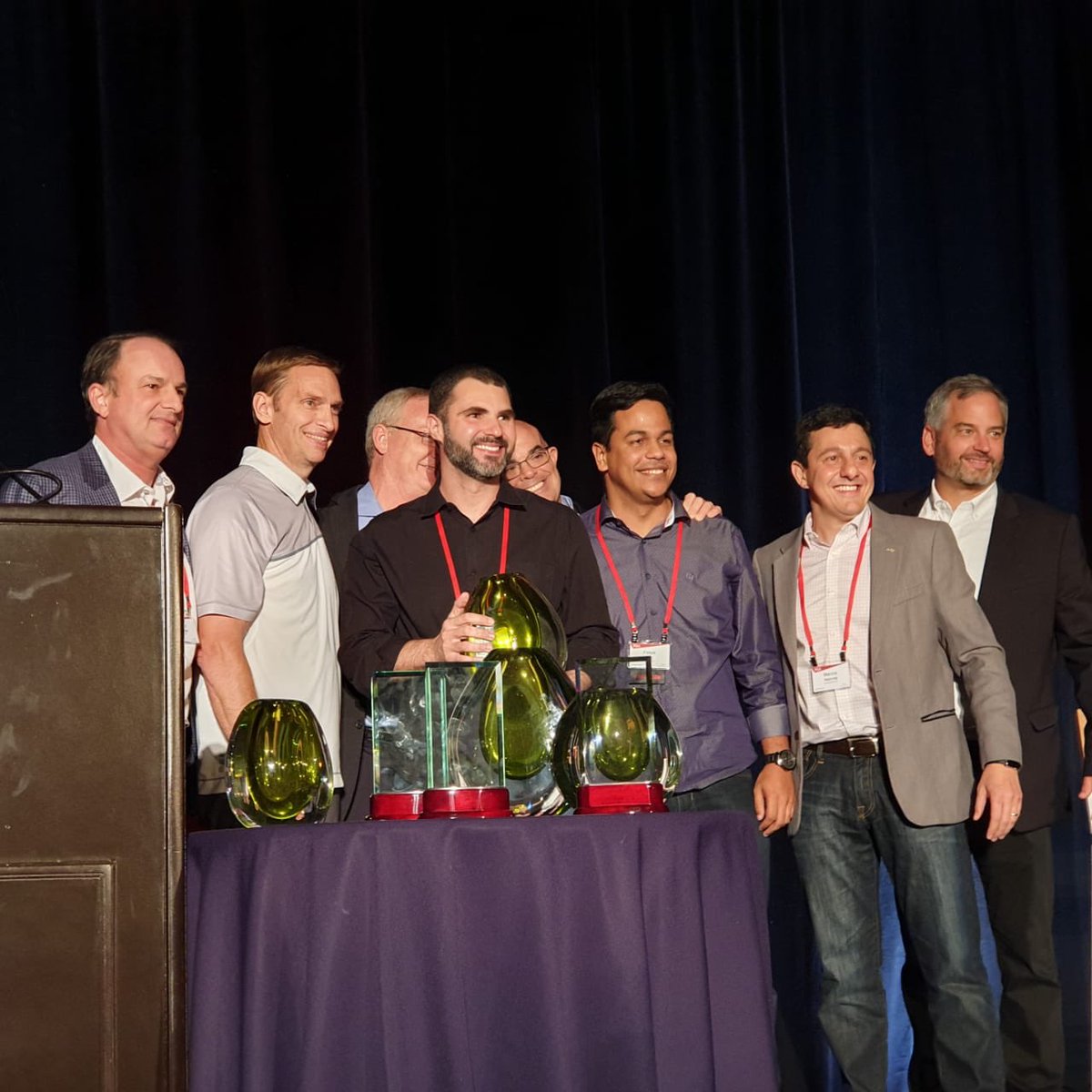 MarcosNehme's tweet photo. One of the best things as a leader is celebrate & recognize great achievements with the team.Yesterday during #RSATechFest Award Dinner I was honored to present some of our LatAm team members for 2 key awards:SE Innovation & LatAm Excellence @fesluz @grpengue @alejng @RSAsecurity https://t.co/18bjV3Qcf9