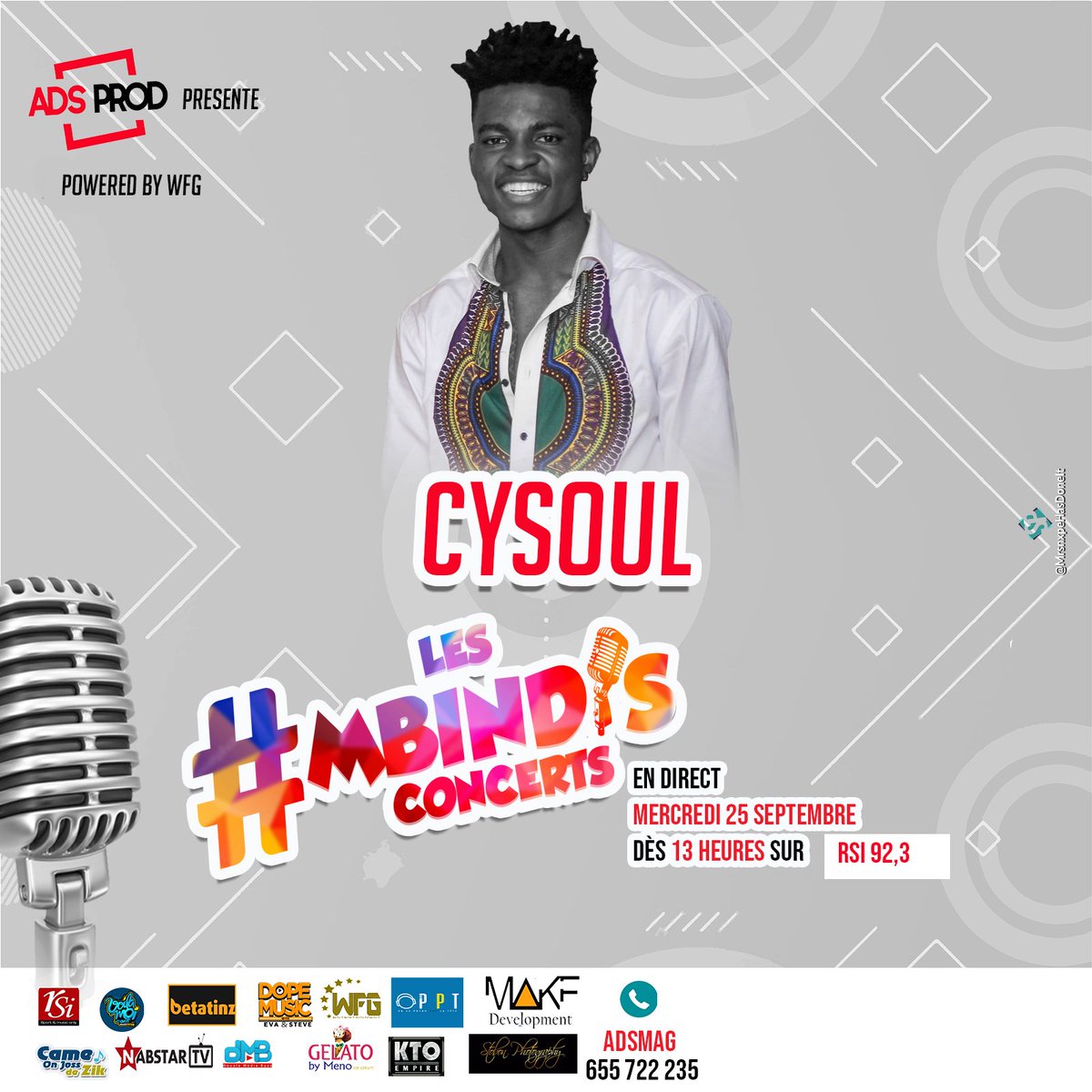 tracult's tweet photo. #LesMbindisConcerts : Les souldiers de Douala #Cysoul arrive ce mercredi 25 septembre 2019. Il sera en direct de RSI 92.3 FM

#Votons #CysoulPrixDecouvertesRFI2019 🇨🇲
VOTONS ICI 👇 https://t.co/ePusRT3q31

#PrixDecouvertes #RfiTalent #RfiMusique #Cameroon #Cameroun https://t.co/JhDAyQxW3c