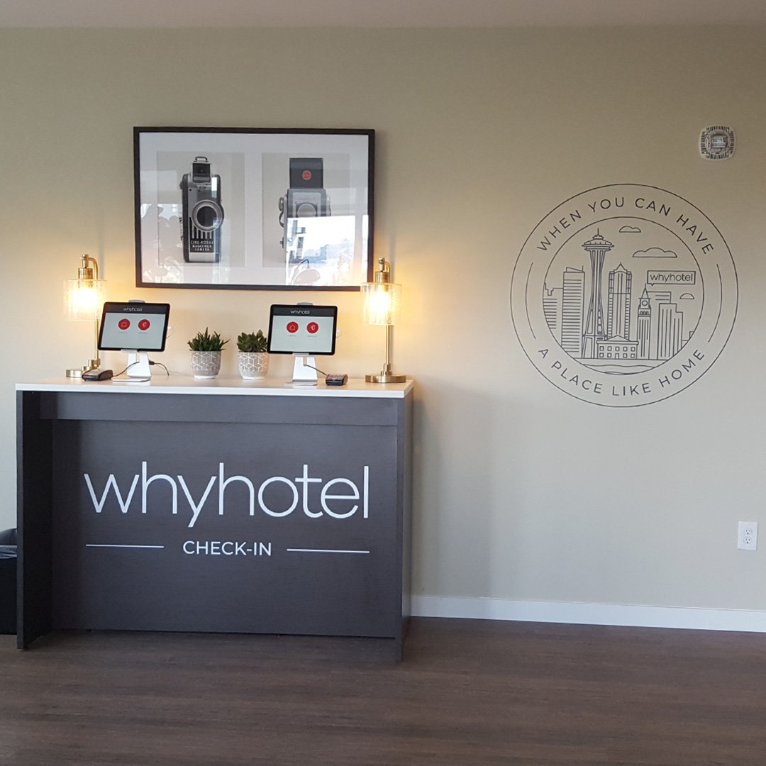 UnitedRepro's tweet photo. #WhyHotel when you can have a place like home? We enjoyed working w/ the team at @WhyHotel to provide fresh branding for their luxury pop-up hotel here in Seattle (Belltown)! Custom vinyl for wayfinding and sleek branding. More: https://t.co/K58VbSwnjP #custombranding #printitbig https://t.co/aEJQCOrgcY