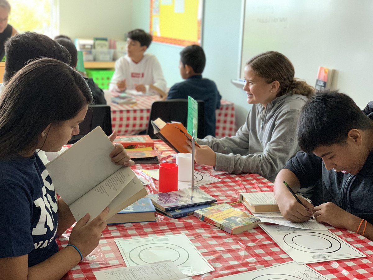 JinksK12's tweet photo. One of my favorite days of the year! Finding new books for choice reading at our #booktasting 📚🍽 https://t.co/XgCd0yG6Cw