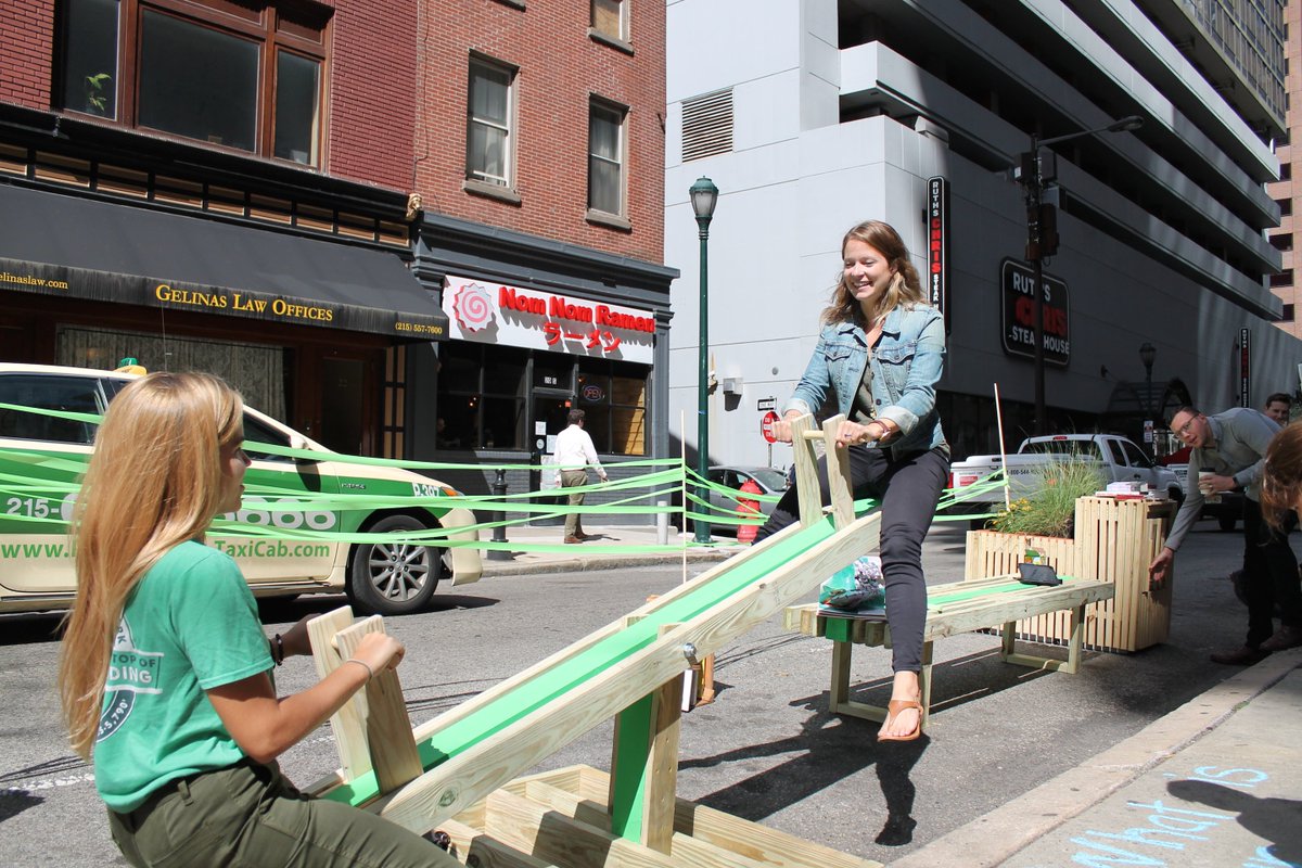 parkingdayphila's tweet photo. Read or play is on the menu at this @wrtdesign #PARKingDAYPHL space on S. 18th Street right below Market Street. https://t.co/JTQe3zRNpg