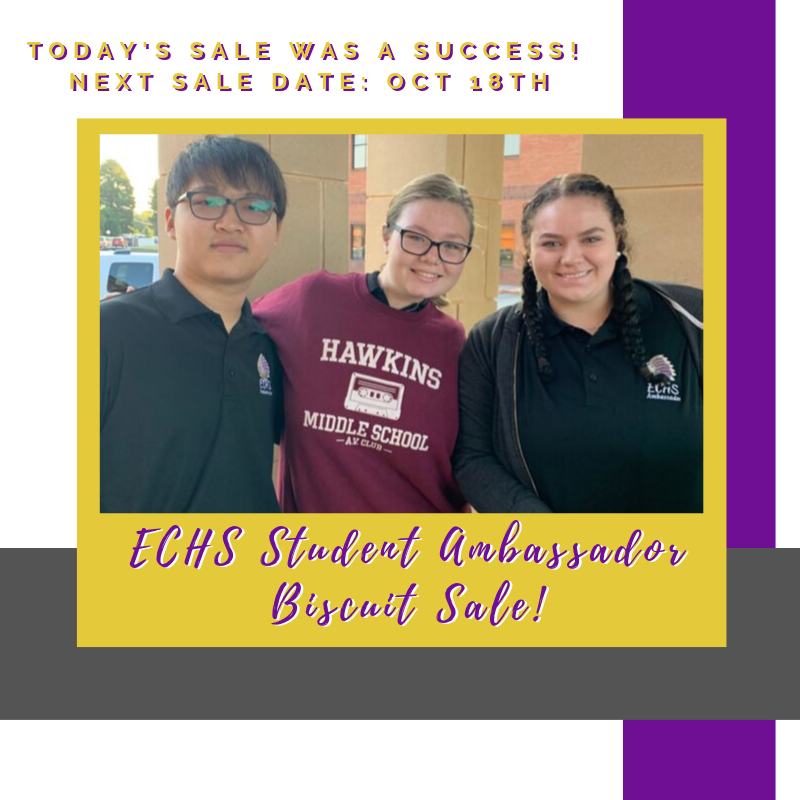 echsambassadors's tweet photo. Today’s Ambassador biscuit sale went great! Thank you to all who support our program, even in the little things! What do you want to see next? 💜 https://t.co/ZyQ2QVby2U
