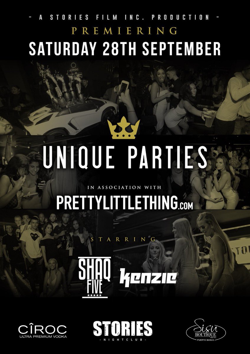 Next Saturday - Unique Parties heads to Birmingham @storiesnightclub with @shaqfivedj <a href="/jameskenzie_/">James Kenzie</a> in association with @prettylittlething and <a href="/sisuvip/">Sisu Boutique Hotel</a> #specialguests #marbellareunion #plt