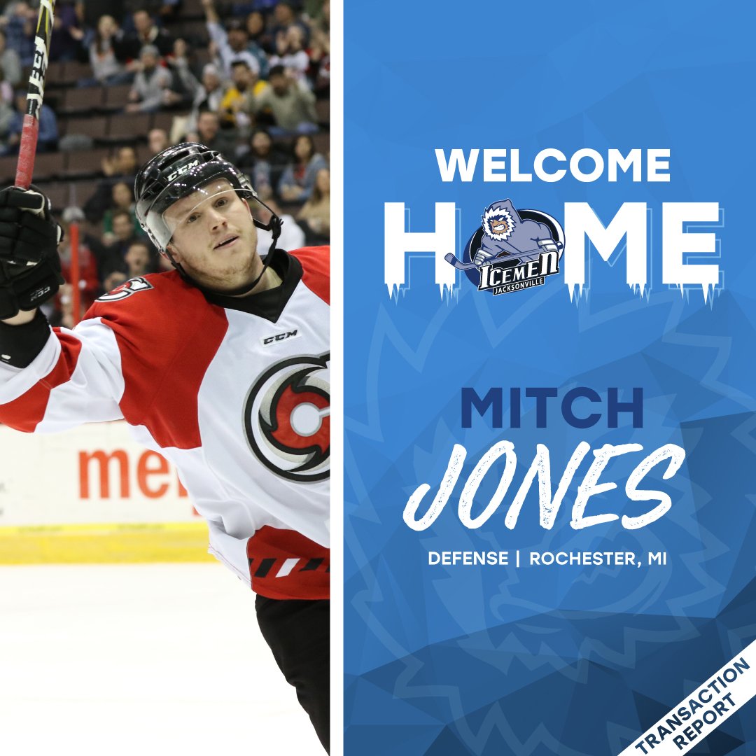 JaxIcemen's tweet photo. Icemen bolster blueline with the addition of Mitch Jones. #FeelTheFreeze

Full Details | https://t.co/q9hSboEU36 https://t.co/TsFhAHrmxy