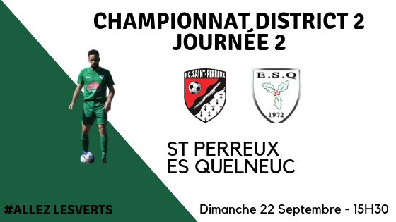 🔊 Affiche du week - end

Le championnat est de retour ce weekend pour notre équipe A en D2 ! 😀

15 H 30 : ST Perreux - ES Quelneuc

Supporters venez nombreux pour supporter nos deux équipes !

#AllezLesVerts