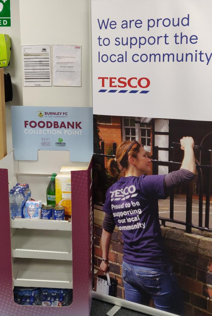Pop into <a href="/Tesco/">Tesco</a> Burnley Brunshaw Rd Express, brand new <a href="/BurnleyFC_Com/">Burnley FC in the Community</a> #Foodbank collection point. So glad we could help 💙