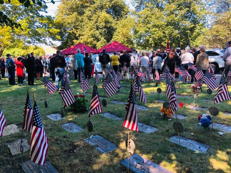 Today, members of the #Methuen PD joined 100’s at Elmwood Cemetery for funeral services of Veteran Eileen Robichaud. With respect &amp; honor, people came together &amp; Eileen's send off was a remarkable tribute to a deserving woman. Ma'am, we thank You for your service.