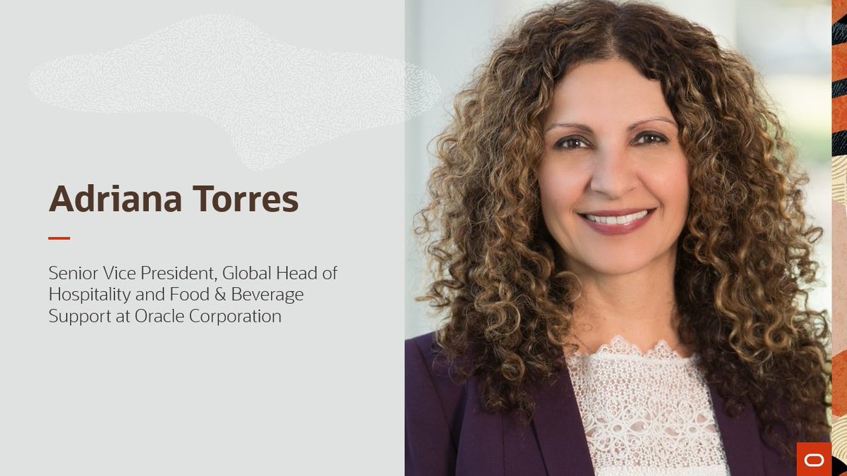OracleFoodBev's tweet photo. We’re proud to announce Adriana Torres, senior vice president, global head of @OracleHosp and @OracleFoodBev Support – has been named to the @HITECLeaders 2020 Top 100: https://t.co/purzjGdHQx #OracleProud https://t.co/YTBJUwcehw