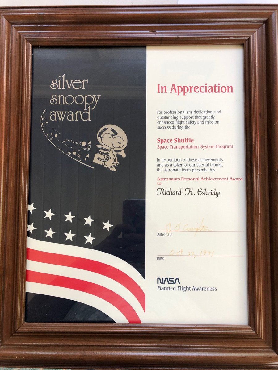 TheInstituteHSV's tweet photo. Yep! And we've got one! The Institute's R&amp;D Director, Richard Eskridge is shown here with a Silver Snoopy of his very own. https://t.co/w5Wp2iwfmf