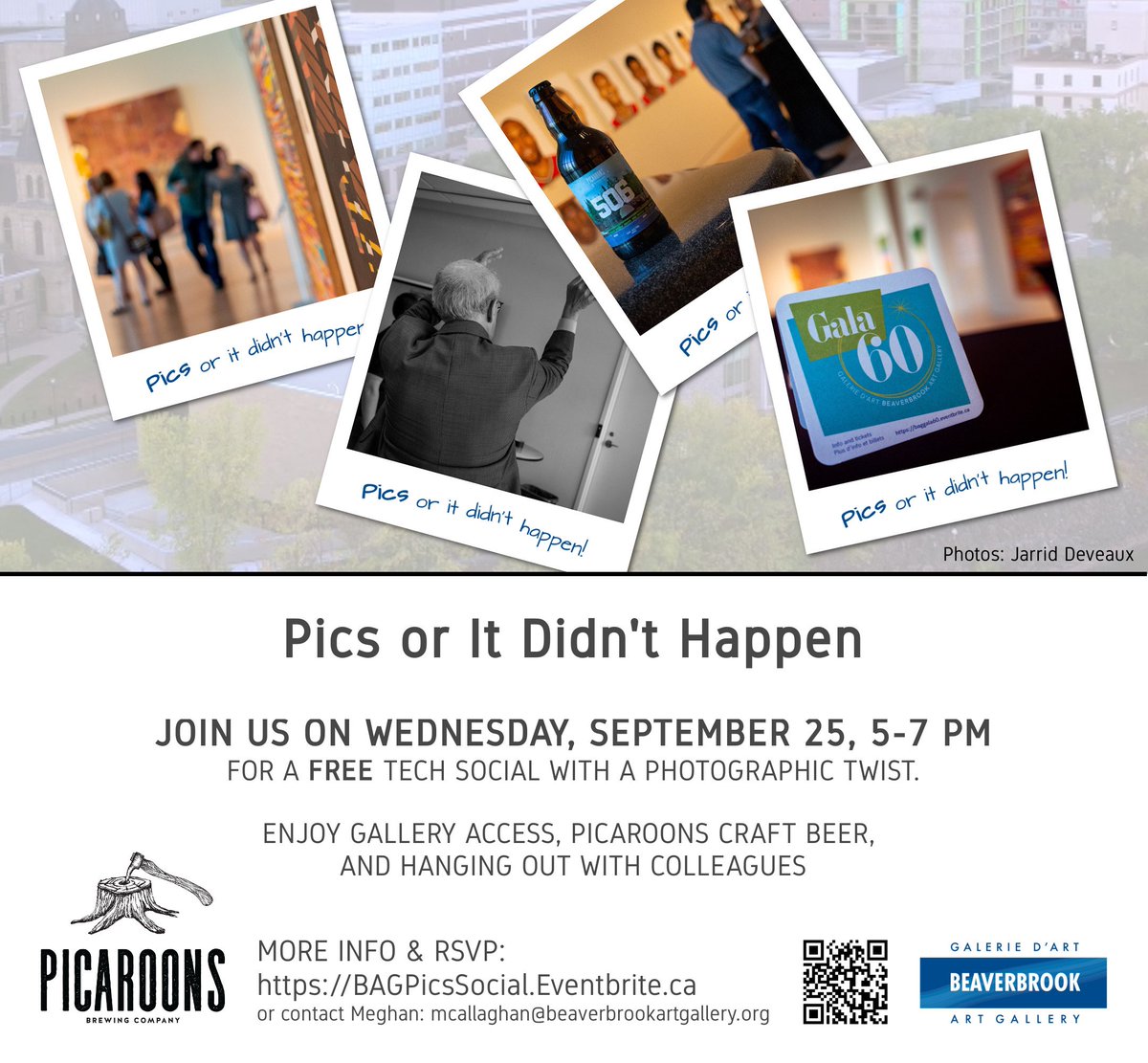 Do you work in the tech or IT sector? Join us on Wednesday, September 25 for Pics or it Didn’t Happen!, a FREE tech social with a photographic twist. 

bagpicssocial.eventbrite.ca