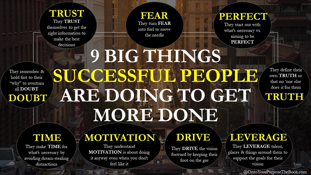 What makes some people get things done more easily, while others get stuck thinking about it? It’s not money &amp; it’s not luck. In new motivational book, Get Out Of Your Head &amp; Onto Your Purpose, we walk you through 9 traits of successful people! visit.mywebpage.online/purpose #leaders