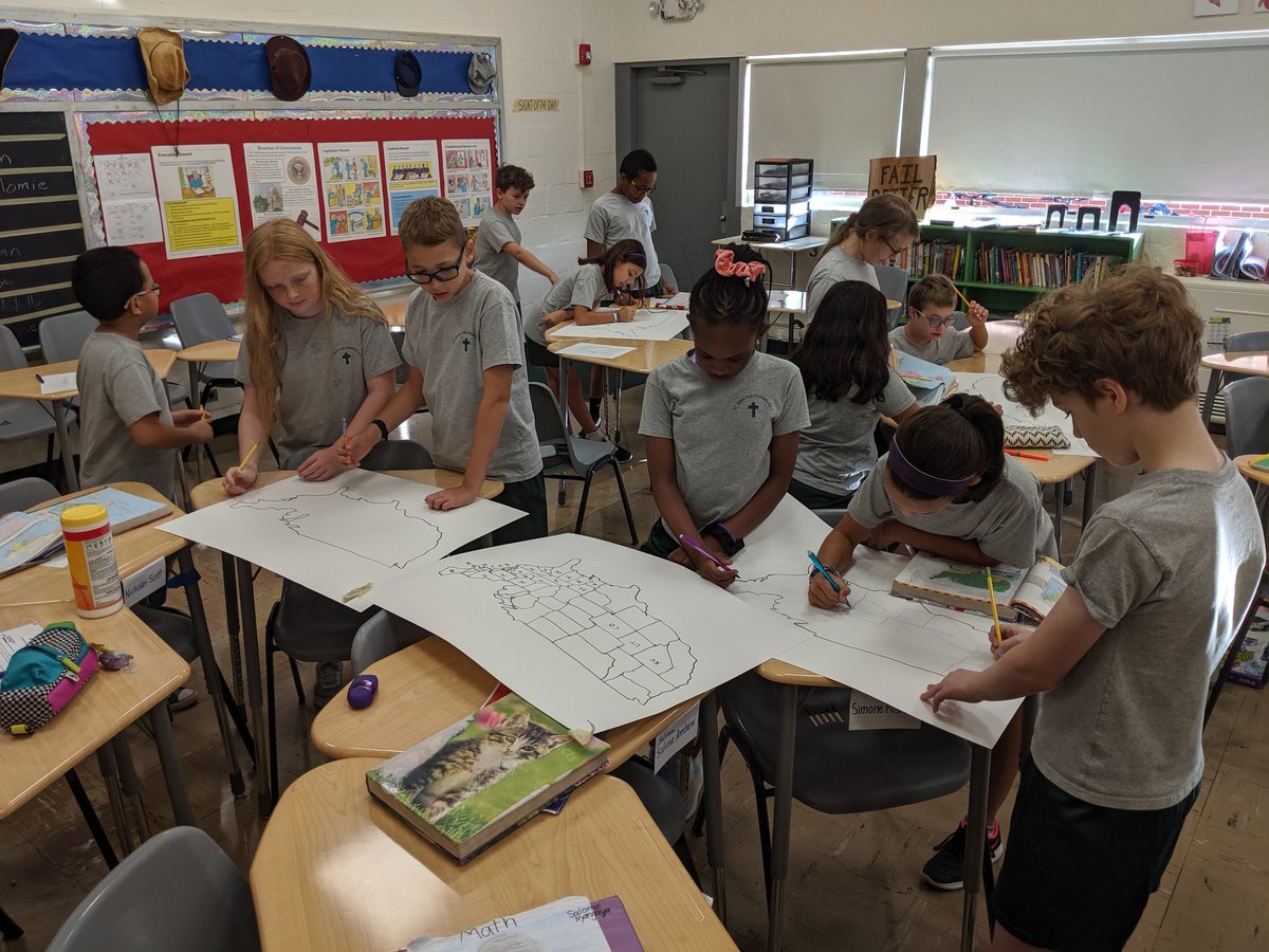 St. John 5th Graders working together in Social Studies Class! #Believeinme #InclusiveClassroom #ChooseADWschools <a href="/ADWCathSchools/">ADW Catholic Schools - Escuelas Católicas</a>