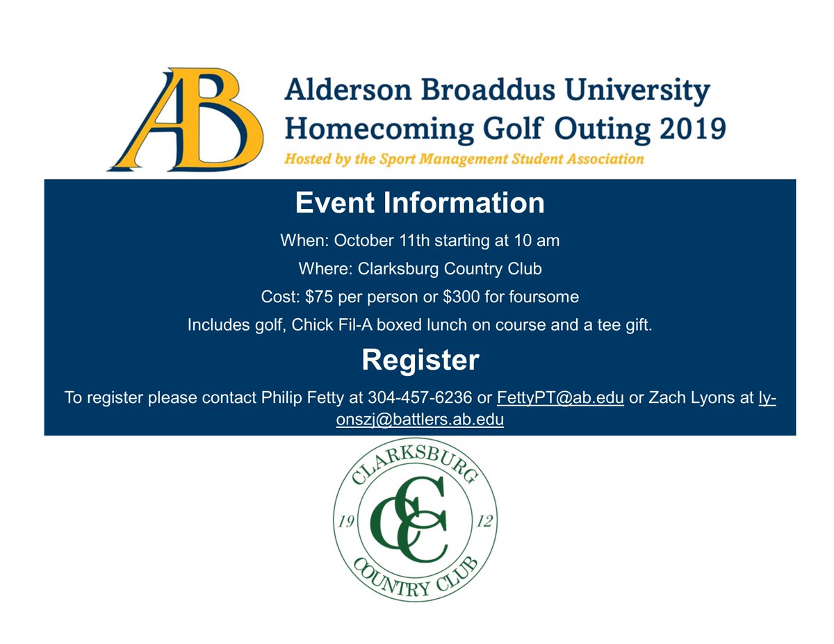 The Homecoming Golf Outing is three weeks from today, sign-up now: docs.google.com/forms/d/e/1FAI…
