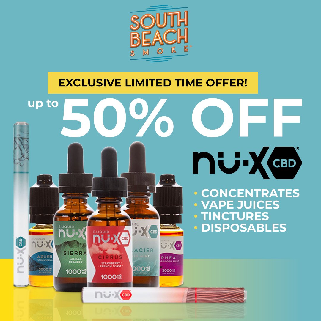 SouthBeachSmoke's tweet photo. Pure by nature, Nu-X is the premier CBD brand! Get 50%  off today at #SouthBeachSmoke https://t.co/ZFgiGokvwG https://t.co/rjNJpSMHqp