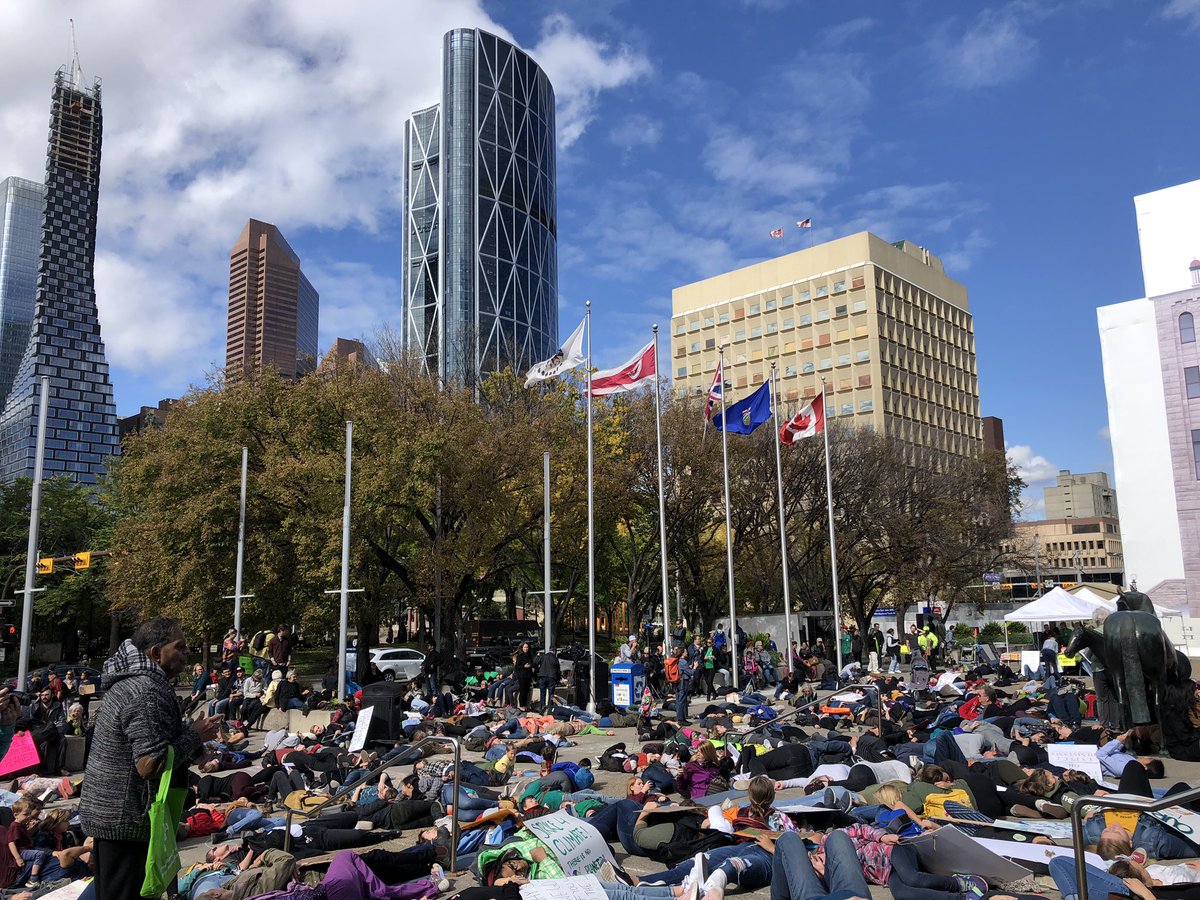 Climate die-in at Calgary city hall, to represent lives lost due to climate inaction.

#ClimateStrike #ClimateStrikeYYC
