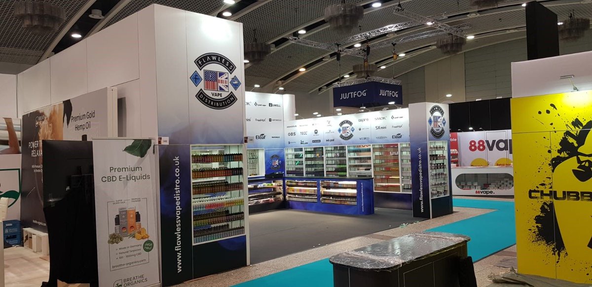 MercerXhibition's tweet photo. Pay a visit to #Flawlessvapers at #Intertabac for the next few days. Another 5💫 review for the whole business. Amazing to see our hard work paying off #MercerExhibitions #MEvolution https://t.co/Wgv1ptKpuh